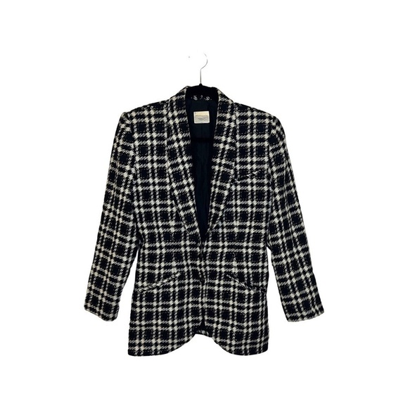 𝅺VINTAGE Relance 80’s Jacket Black and White Plead Size S - Picture 2 of 8